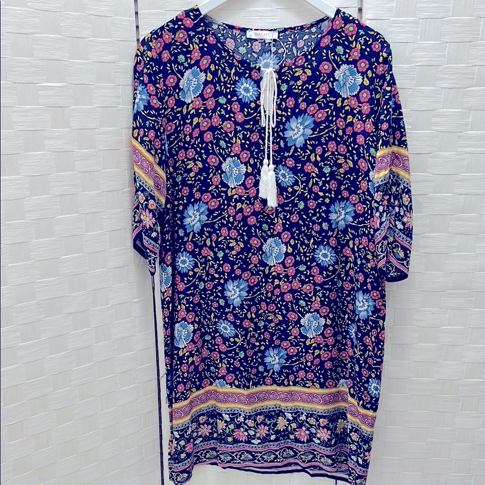 Halife Blue Pink Relaxed Graphic Tunic